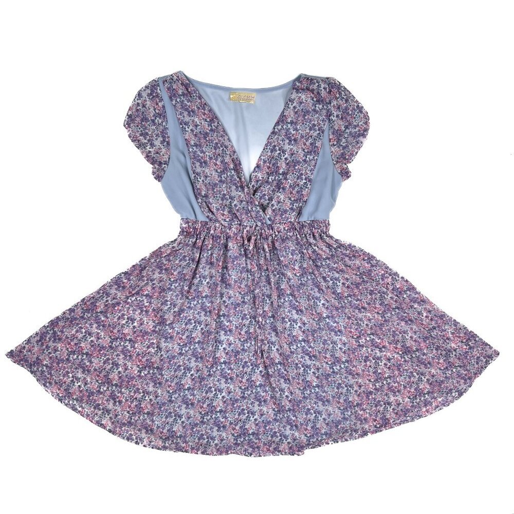 Princess Vera‎ Wang Floral Chiffon Pleated Surplice Shift Midi Size S - NWOT - Picture 4 of 8